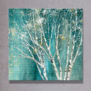 Big 26 Inch Aqua Blue Birch Gallery Wrapped Canvas Square Wall Art Giclee Print